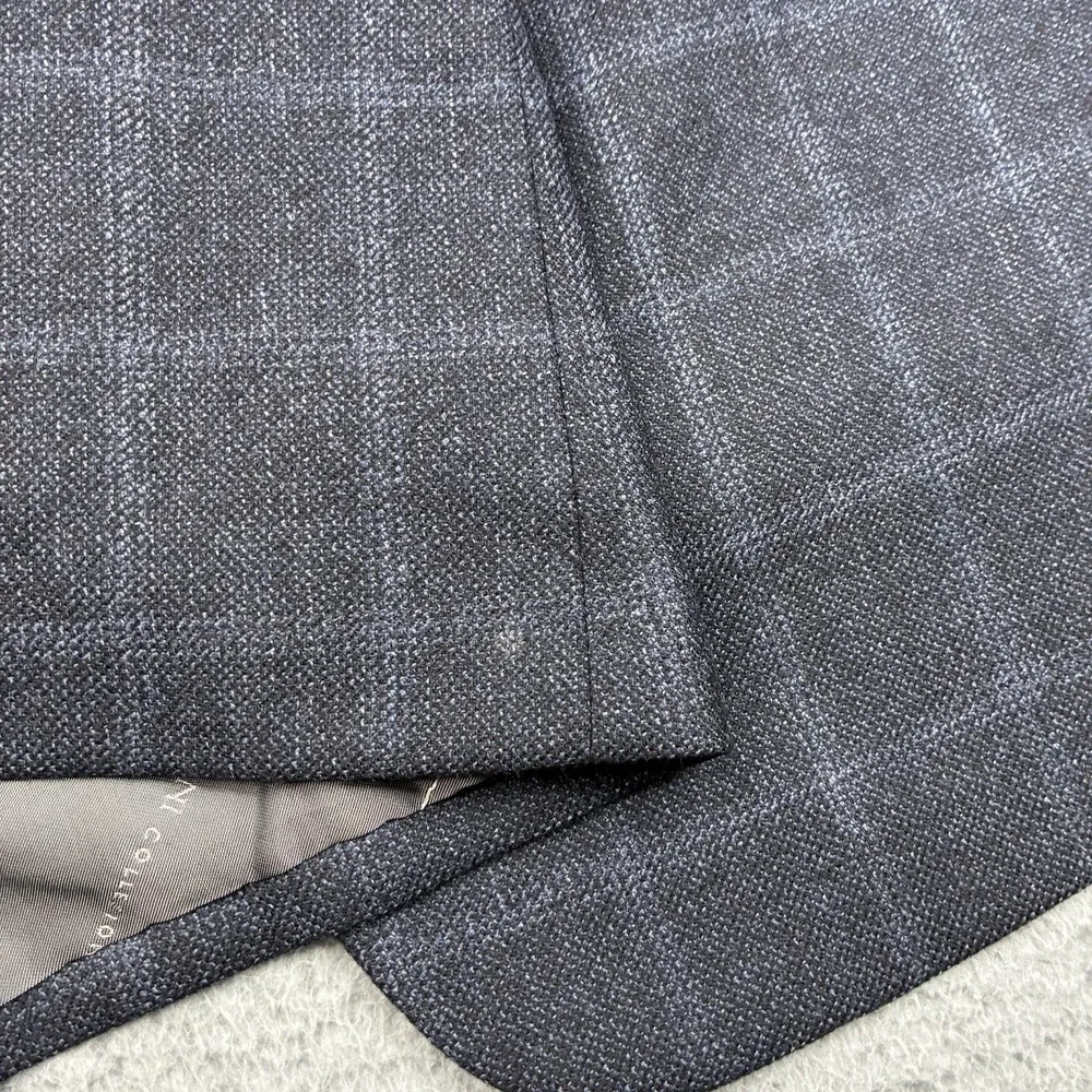 Armani Collezioni Su Misura Sport Coat 50R IT Gray Blue Windowpane Wool Italy